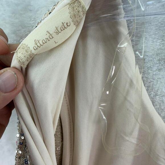 Altar'd State sequined gold mini dress large champagne - Picture 5 of 8